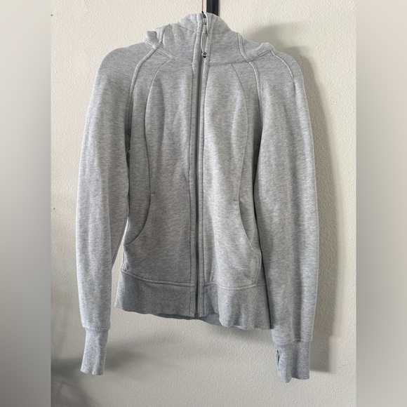Lululemon Scuba Full-Zip Hoodie Heathered Light Grey Size 6 - Picture 3 of 9